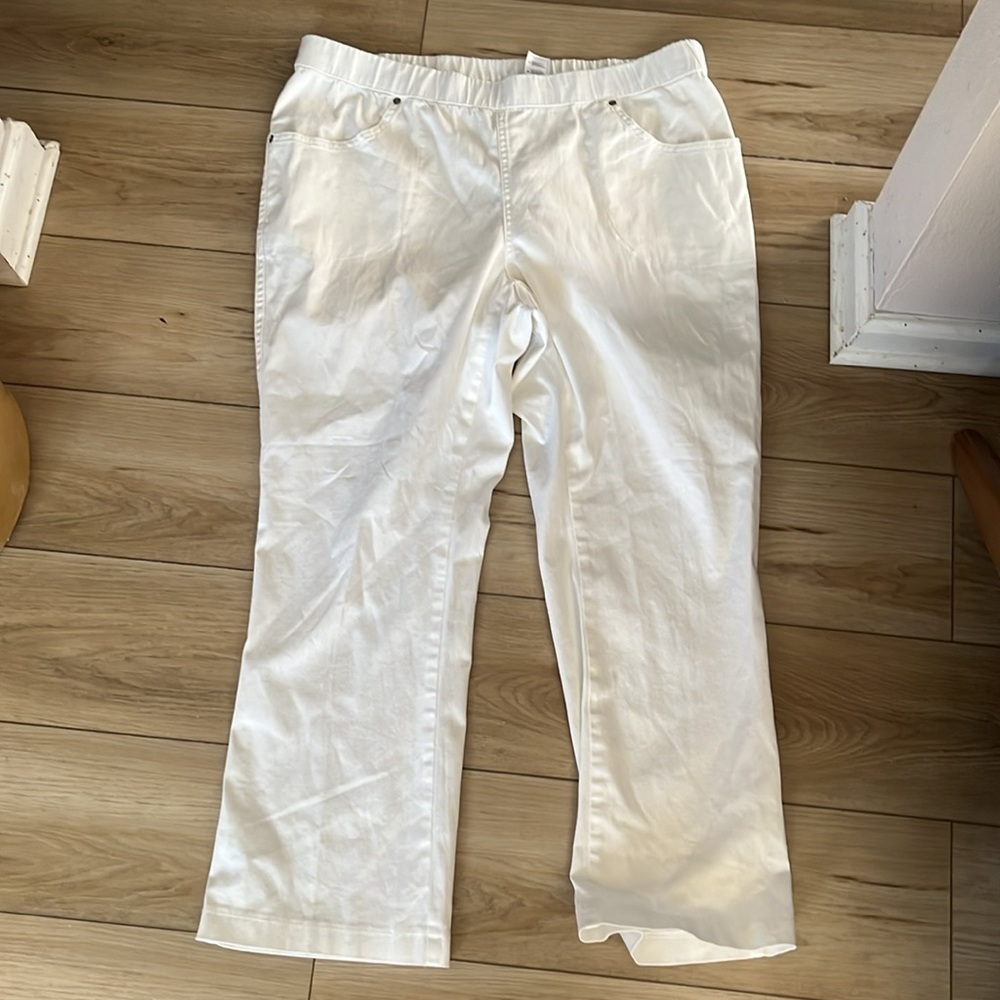 Just My Size Plus Petite white pull on pants 18/20P